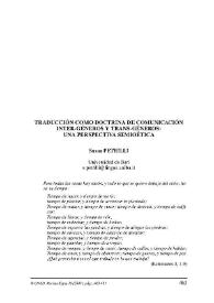 Traducción como doctrina de comunicación inter-géneros y trans-géneros: una perspectiva semioética