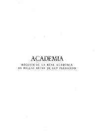 Academia : Boletín de la Real Academia de Bellas Artes de San Fernando. Primer semestre de 1962. Número 14. Preliminares e índice