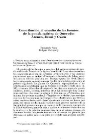Contribución al estudio de las fuentes de la poesía satírica de Quevedo: Ateneo, Berni y Owen