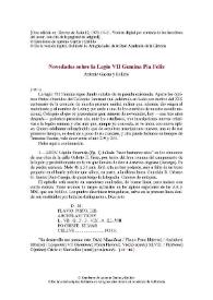 Novedades sobre la Legio VII Gemina Pia Felix
