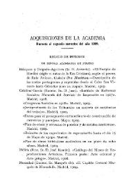 Adquisiciones de la Academia durante el segundo semestre del año 1909