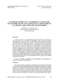 Las repercusiones de las reformas agrarias del Plan de Riegos del Alto Aragón en la población de la comarca aragonesa de Los Monegros
