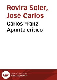 Carlos Franz. Apunte crítico