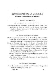 Adquisiciones de la Academia durante el primer semestre del año 1911
