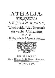 Athalia : tragedia de Juan Racine