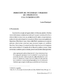 Discusiones: Derecho y Autoridad, núm. 7 (2007). Sección I: Discusión.: Derechos de necesidad y deberes de tolerancia. Una introducción