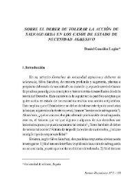 Sobre el deber de tolerar la acción de salvaguarda en los casos de estado de necesidad agresivo