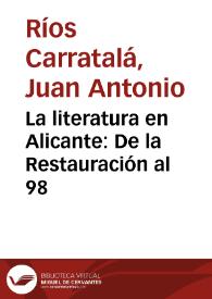 La literatura en Alicante: De la Restauración al 98