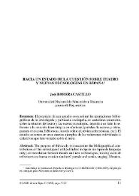 Hacia un estado de la cuestión sobre teatro y nuevas tecnologías en España