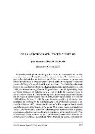 José María Pozuelo Yvancos: 'De la autobiografía. Teoría y estilos' (Barcelona: Crítica, 2006)