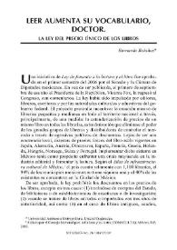Leer aumenta su vocabulario, Doctor. 'La ley del precio único sobre los libros'