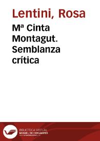 Mª Cinta Montagut. Semblanza crítica
