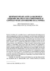 Menéndez Pelayo ante la maurofilia literaria del siglo XVI : comentarios al capítulo VII de los 