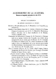 Adquisiciones de la Academia durante el segundo semestre del año 1913
