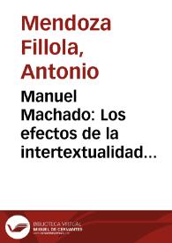 Manuel Machado: Los efectos de la intertextualidad creativa. A propósito de 'Apolo Teatro Pictórico' (1910)