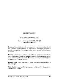 Estado de la cuestión: Puestas en escena de nuestro teatro áureo en algunas ciudades españolas durante los siglos XIX y XX. Presentación