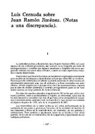 Luis Cernuda sobre Juan Ramón Jiménez. (Notas a una discrepancia)