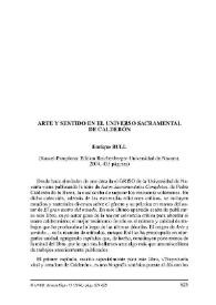 Enrique Rull : 'Arte y sentido en el universo sacramental de Calderón' (Kassel/Pamplona: Edition Reichenberger/Universidad de Navarra, 2004, 435...