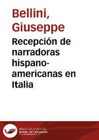 Recepción de narradoras hispano-americanas en Italia