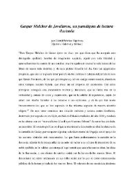 Gaspar Melchor de Jovellanos, un paradigma de lectura ilustrada