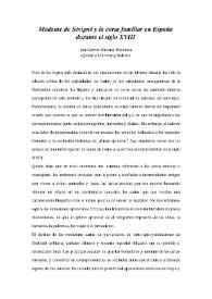 Madame de Sévigné y la carta familiar en España durante el siglo XVIII
