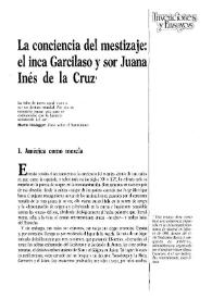 La conciencia del mestizaje: el inca Garcilaso y sor Juana Inés de la Cruz