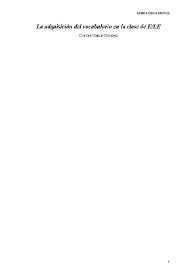 La adquisición del vocabulario en la clase de E/LE