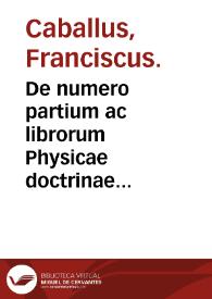 De numero partium ac librorum Physicae doctrinae Aristotelis