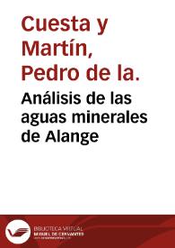 Análisis de las aguas minerales de Alange