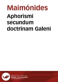 Aphorismi secundum doctrinam Galeni