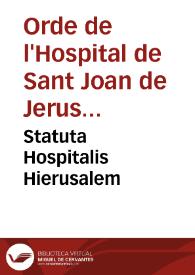 Statuta Hospitalis Hierusalem