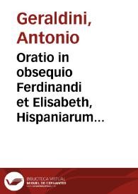 Oratio in obsequio Ferdinandi et Elisabeth, Hispaniarum regis et reginae, Ad Innocentium VIII anno 1486 habita