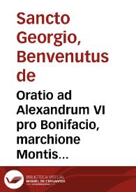Oratio ad Alexandrum VI pro Bonifacio, marchione Montisferrati
