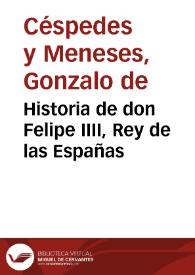 Historia de don Felipe IIII, Rey de las Españas