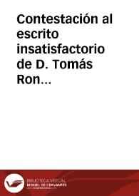 Contestación al escrito insatisfactorio de D. Tomás Ronconi, Comandante del Resguardo de Rentas