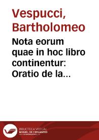 Nota eorum quae in hoc libro continentur : Oratio de laudibus astrologiae