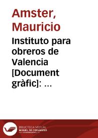 Instituto para obreros de Valencia : El 1º de agosto se abrirá convocatoria para 150 plazas para obreros industriales y agrícolas de ambos sexos...