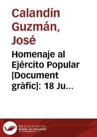 Homenaje al Ejército Popular : 18 Julio 1937