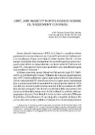 1997, any March? Noves dades sobre el naixement d'Ausiàs