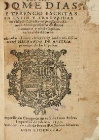 Las seis comedias de Terencio escritas en latin y traduzidas en vulgar castellano por Pedro Simon Abril ...