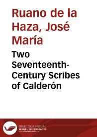 Two Seventeenth-Century Scribes of Calderón