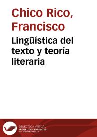 Lingüística del texto y teoría literaria