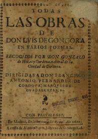Todas las obras de Don Luis de Góngora en varios poemas