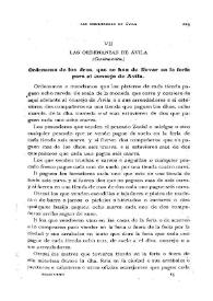 Las ordenanzas de Ávila (Continuación)