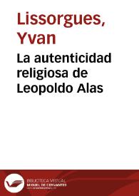 La autenticidad religiosa de Leopoldo Alas