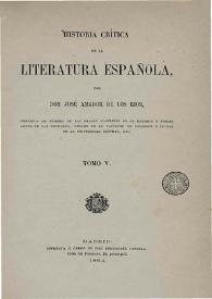 Historia crítica de la literatura española. Tomo V