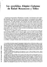 Las 'perdidas' 'Elegías cubanas' de Rafael Matamoros y Téllez