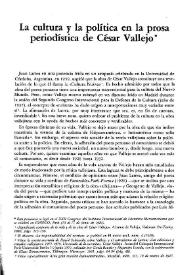 La cultura y la política en la prosa periodística de Vallejo