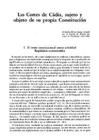 Las Cortes de Cádiz, sujeto y objeto de su propia Constitución