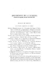 Adquisiciones de la Academia durante el segundo semestre del año 1919